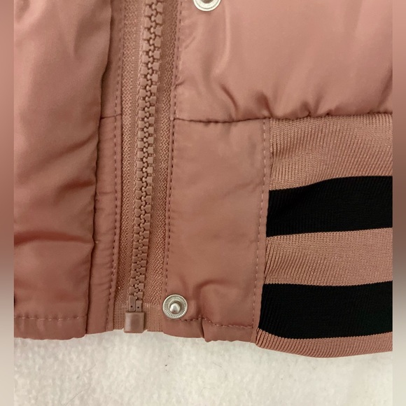 Fashion Nova Pink Puffer Jacket Womens Medium Quilted Snap Front Ribbed Hem - Picture 8 of 11